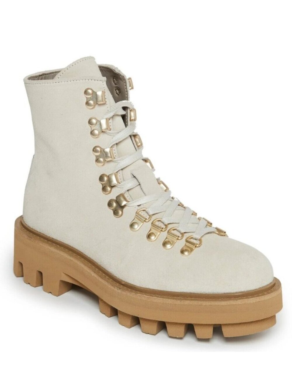 AllSaints Wanda Women's Suede Platform Lug Sole Combat Ankle Boots White Size 10